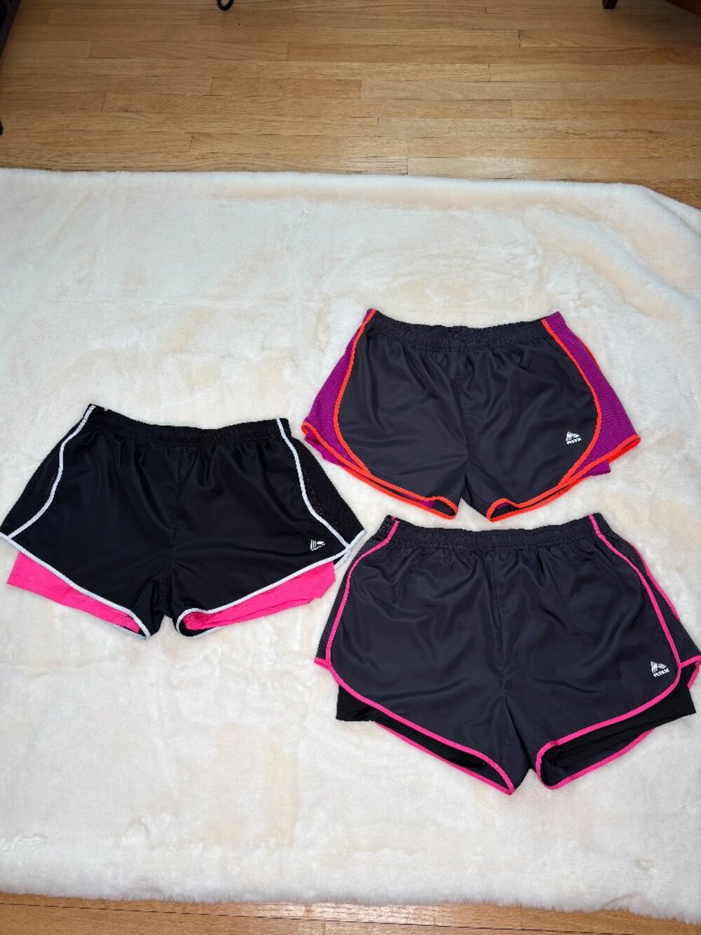 RBX Women's Large Dual Layer Running/Athletic Shorts (3 Pairs)